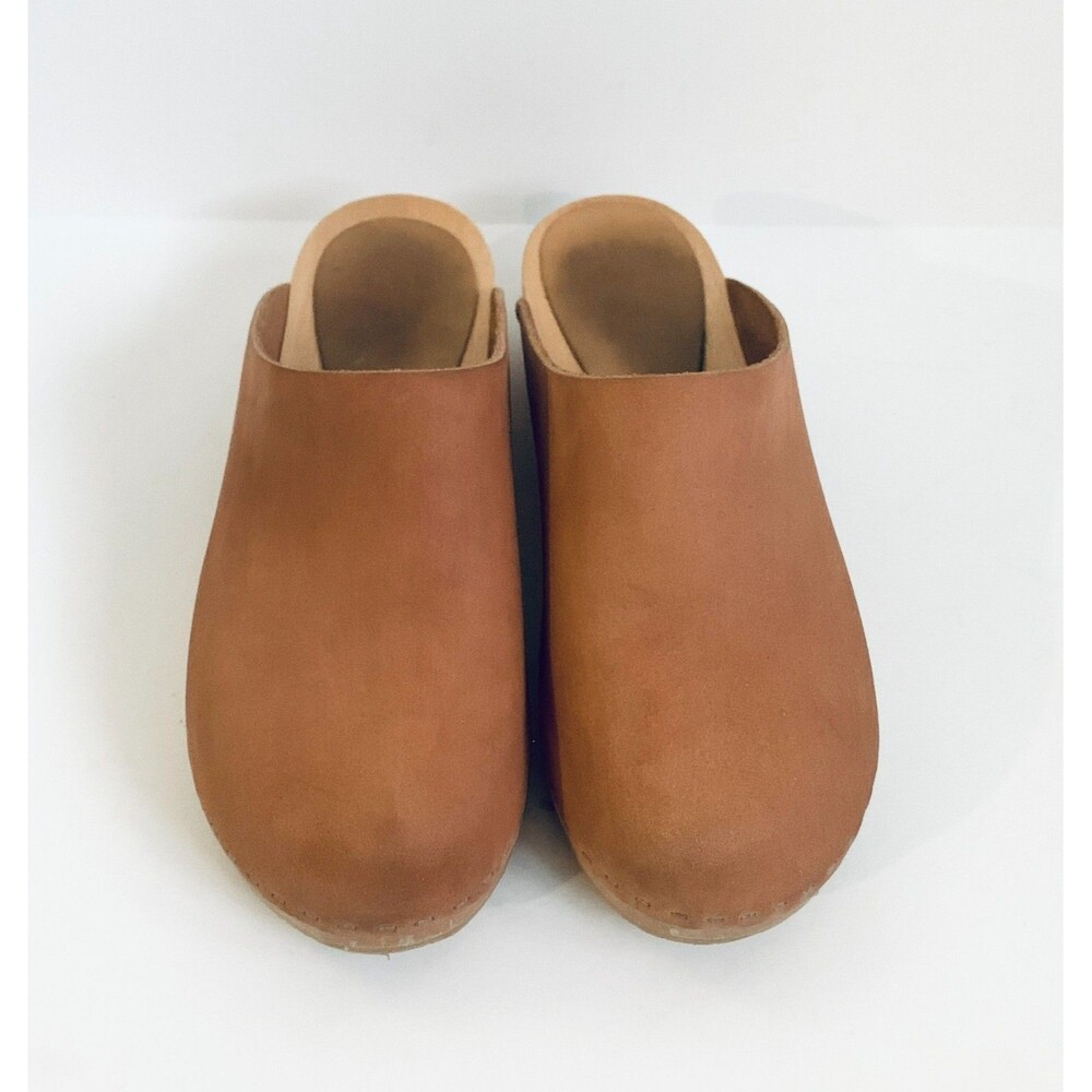 BRYR 5 Camel Clog Wood Heel Worker Clog Natural Leather $298 - Picture 2 of 5